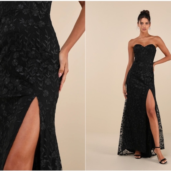 LULU's Floral Sexy Flowy Prom Wedding Chic Elegant Sophisticated Bustier Maxi - Picture 1 of 4